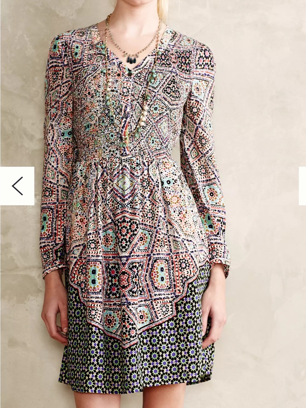 Maeve Navy and Multicolor Printed Boho Mini Dress.